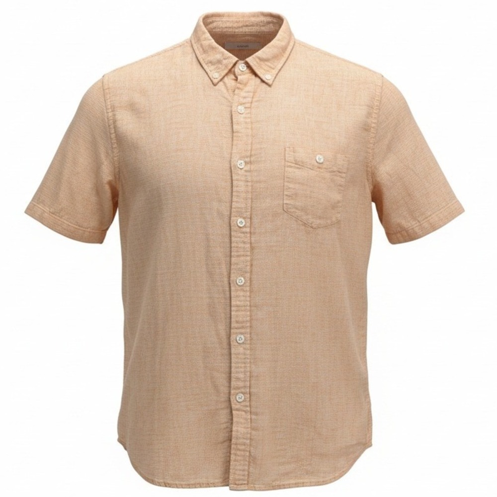 Weatherproof Vintage Shirt Mens XXL Orange Linen Blend‎ Short Sleeve Stripe